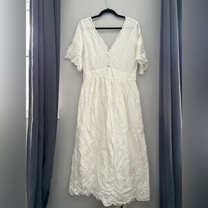 Gorgeous Ethereal Trf Collection For Zara White Linen Dress Summer cottagecore